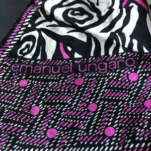 Emanuel Ungaro black white and pink silk scarf 💝